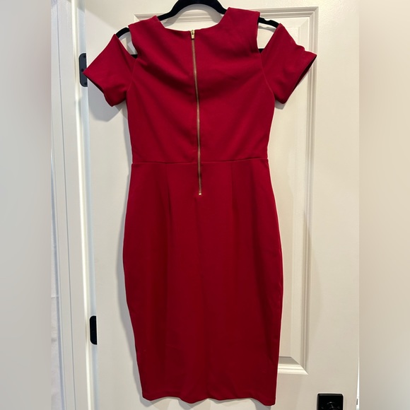 Dark Red Bodycon Midi Dress- Size 6 - Picture 3 of 3
